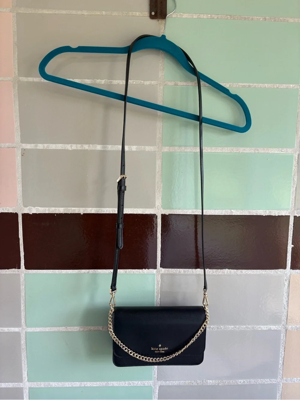 Kate Spade Black Crossbody Chain-Accent Women’s Bag